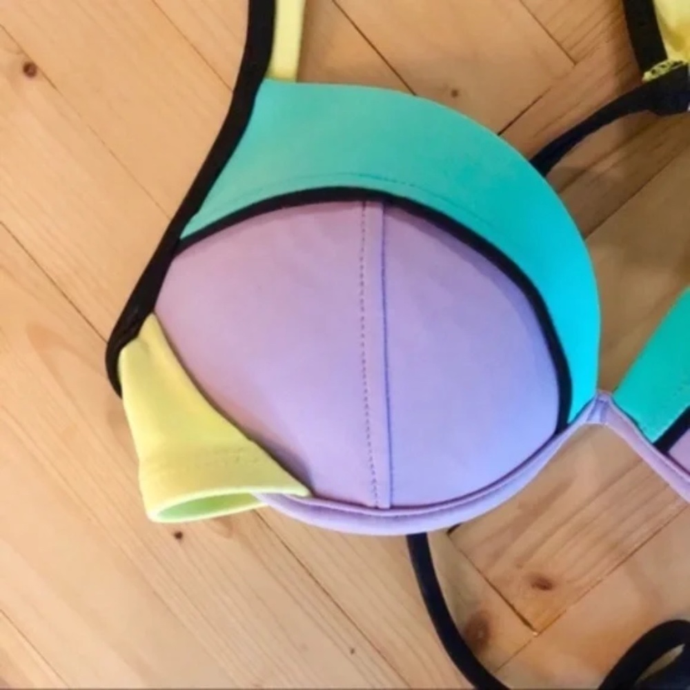 Neon Color Block Racerback Bikini Top - Picture 3 of 7